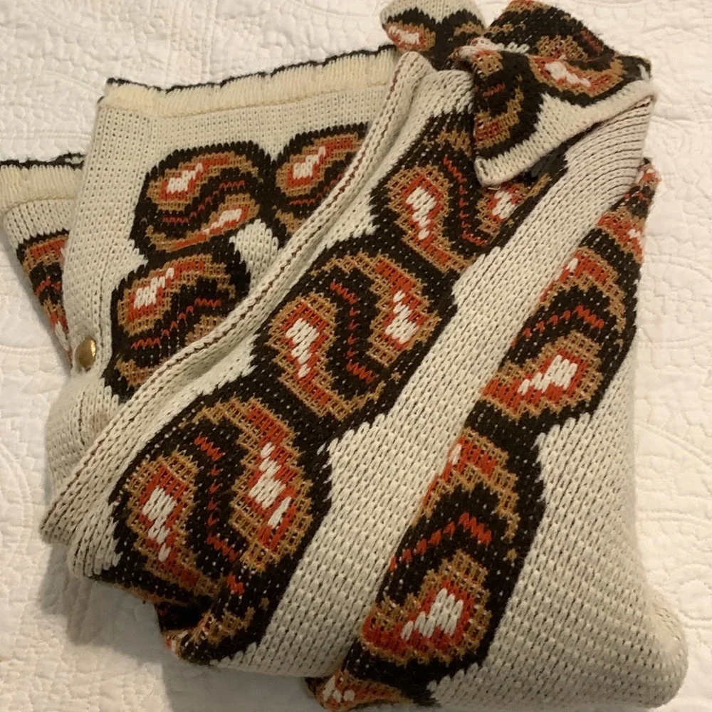 Vintage 1960-70’s Sturbridge Native American Cream Pattern Cape Buttons SzMedium - Picture 12 of 13